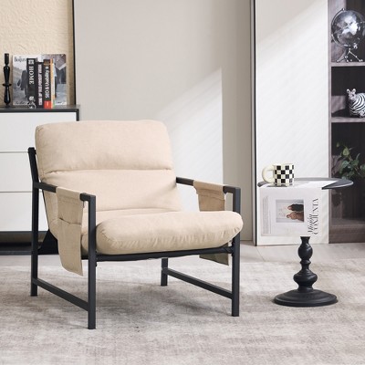 FERPIT Upholstered Sling Accent Chair with Metal Frame Modern Style