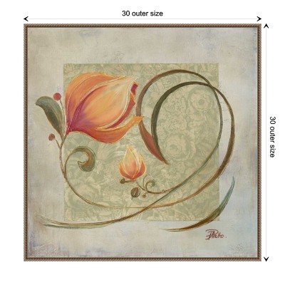 Amanti Art Floral Ornaments in Peach I by Patricia Pinto Canvas Wall Art Print Framed 30 x 30-in.