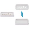 Aoibox 2-Piece Draining Soap Dishes with Water Tray, Keep Counter Dry, Easy to Clean Soap Holder for Kitchen and Bathroom, Gray - 2 of 4