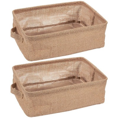 Juvale 2-Pack Fabric Collapsible Storage Bins Basket with Handles for Shelves, Closet Storage Organizer, Brown, 12.25”x9.75”x4.5”