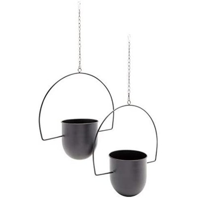 Juvale 2 Pack Black Metal Hanging Indoor Outdoor Planter Basket, 12 x 25.75 Inches