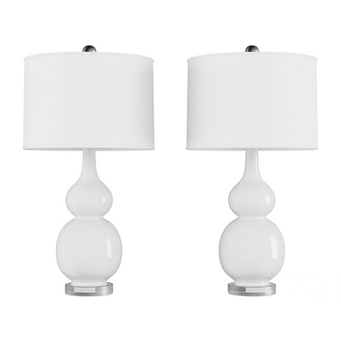 Set Of 2 Ceramic Double Gourd Table, Target White Table Lamp