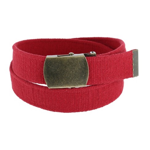 CTM Cotton Web 1.5 Inch Adjustable Military Buckle Belt Red