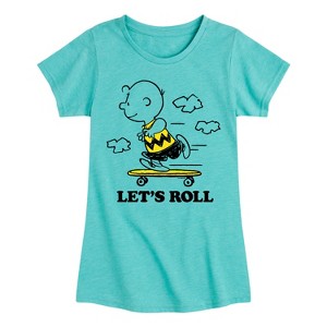 Girls' - Peanuts - Let's Roll Fitted Short Sleeve Graphic T-Shirt - 1 of 4