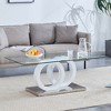 Lyngins Modern Minimalist Glass Coffee Table – Clear Glass Top, MDF Base, Circular Support Structure, Eco-Friendly Center Table & Living Room Table - 3 of 4
