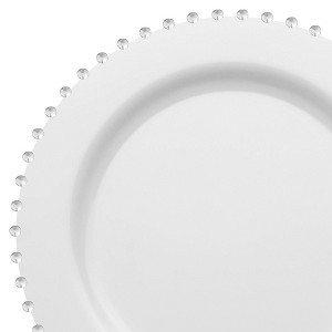 Smarty Had A Party 7" White w/ Silver Pearl String Plastic Salad Plates - 120 pcs - 1 of 4