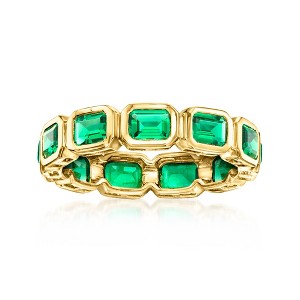 Pure Collection by Ross-Simons 1.70 ct. t.w. Lab-Grown Emerald Eternity Band in 18kt Gold Vermeil - 1 of 4