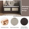 Okak Modern Shoe Storage Bench with Rattan Doors & Soft Cushioned Seat,Accent Wooden Shoe Bench for Entryway,Hallway - 3 of 4