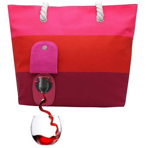 Portovino 50oz Tote Beach Bag Drink Purse With Hidden Spout And