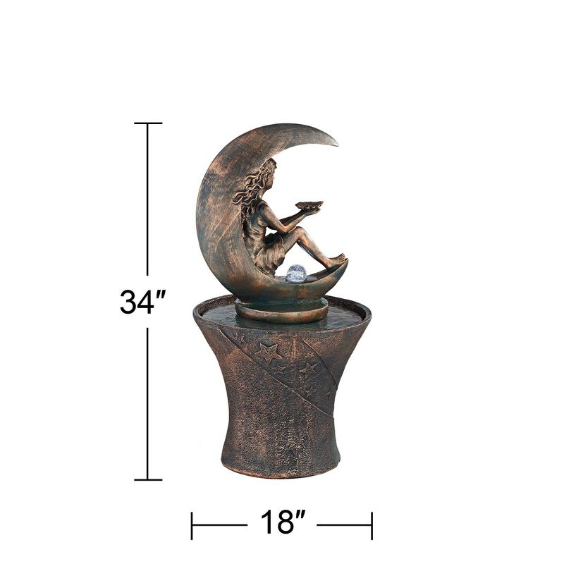 John Timberland Crescent Moon Modern Bubbler Outdoor Floor Water Fountain with LED Light 34" for Yard Garden Patio Home Deck Porch Exterior Balcony, 5 of 11
