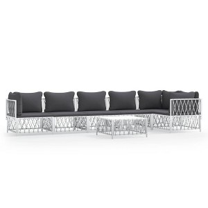 vidaXL Garden Lounge Set White Woven fabric, powder-coated steel, textilene - 1 of 4
