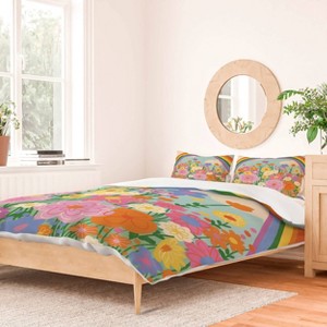 Deny Designs Gigi Rosado Happy Rainbow Duvet Cover and Pillow Sham Set Blue - 1 of 4