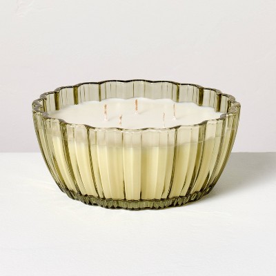 5-Wick Tinted Glass Cedar and Lemon Ribbed Jar Candle Green 28oz - Hearth & Hand™ with Magnolia