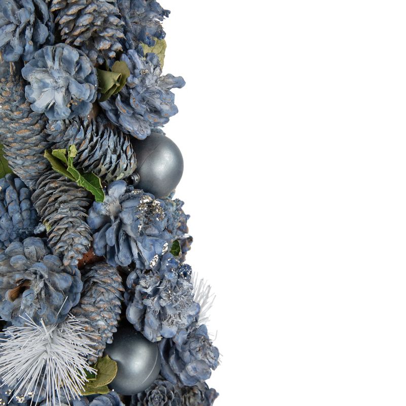 Northlight 15" Blue and Silver Pinecone Artificial Tabletop Christmas Cone Tree, 2 of 4