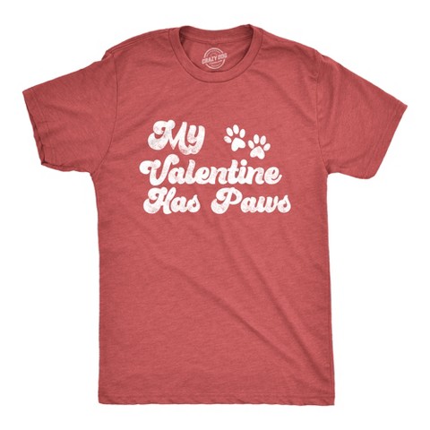 Мужские футболки Crazy Dog T-Shirts, Inc. Mens My Valentine Has Paws T Shirt Funny Dog Tee Valentines Day T Shirt - Crazy Dog Men's T Shirt for Valentines Gift Red S