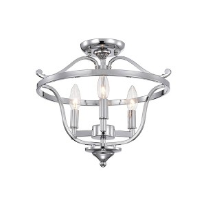15" x 15" x 13" Karl Semi Flush Mount Ceiling Light Silver - Warehouse Of Tiffany: Modern Metal Fixture, ETL Listed, 3 Bulb Capacity - 1 of 3