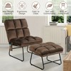 Costway Massage Chair Velvet Accent Sofa Chair w/ Ottoman & Remote Control Brown - 4 of 4