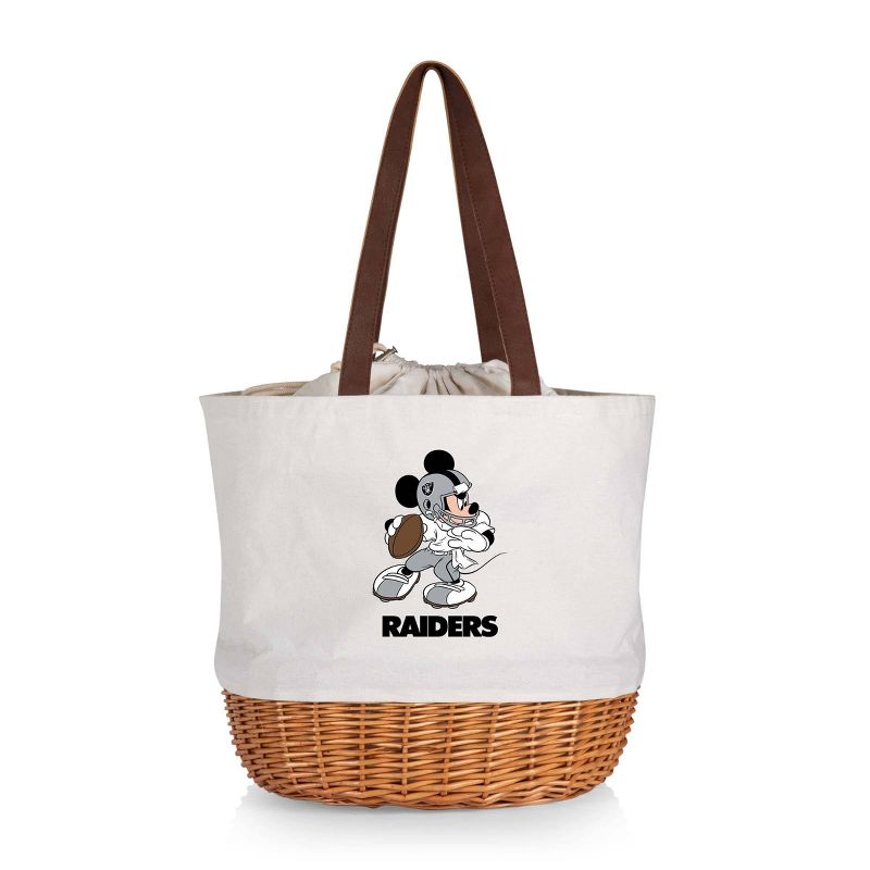 NFL Las Vegas Raiders Mickey Mouse Coronado Canvas and Willow Basket Tote - Beige Canvas, 1 of 6
