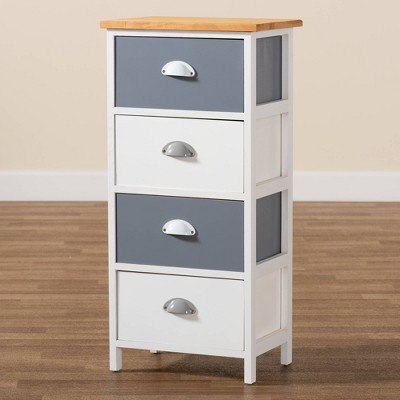 Calandra Oak Brown and Gray 4-Drawer Storage Unit