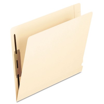 Pendaflex Manila Laminated End Tab Fastener Folders, 14-pt Manila, 0.75" Expansion, 2 Fasteners, Letter Size, Manila Exterior, 50/Box