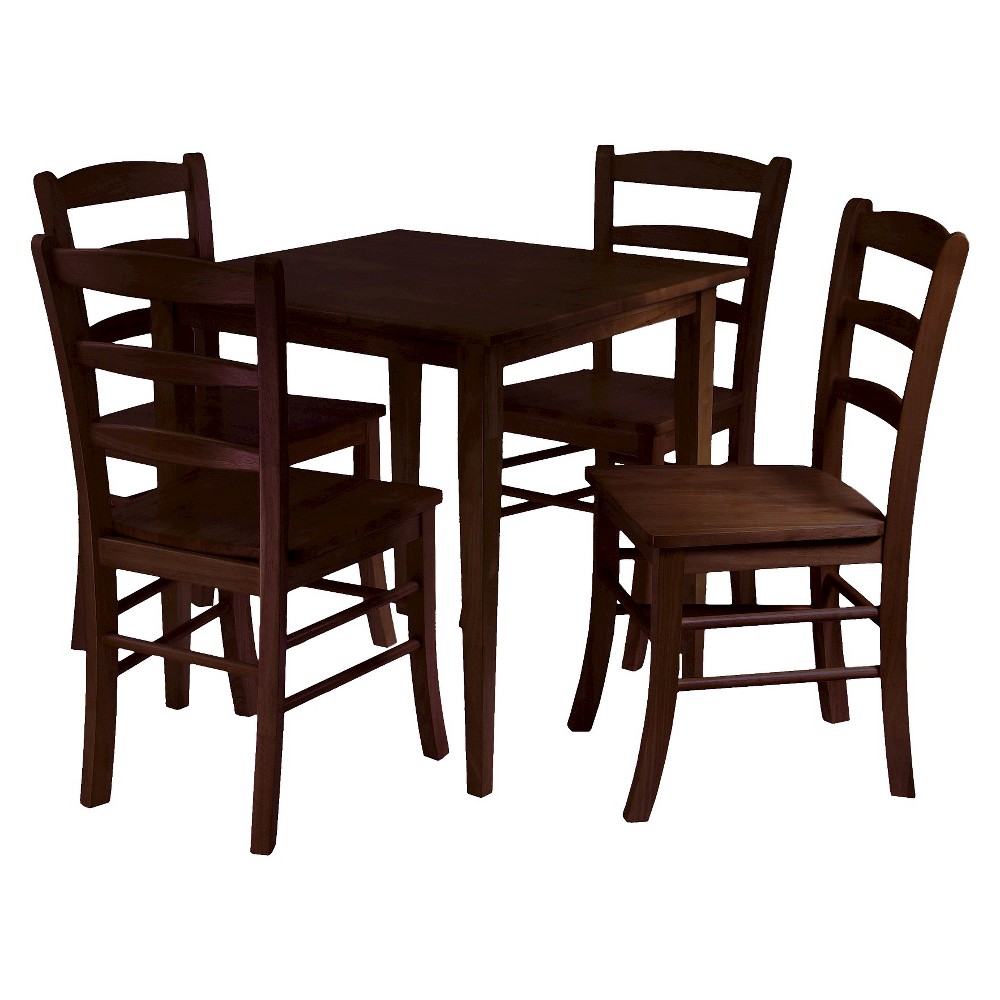 Photos - Dining Table 5pc Groveland  Set with 4 Chairs Wood/Antique Walnut - Winsome