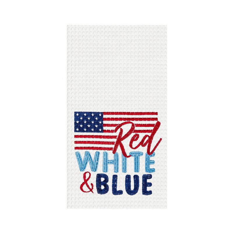 C&F Home Red White & Blue Flag Patriotic 4th of July Cotton Kitchen Towel Dishtowel Decoration, 1 of 3