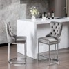 NicBex Velvet Counter Bar Stools Set of 2, Modern Bar Chairs, Button Tufted w/ Rivet Trim & Brushed Nickel Base for Kitchen Island - 3 of 4