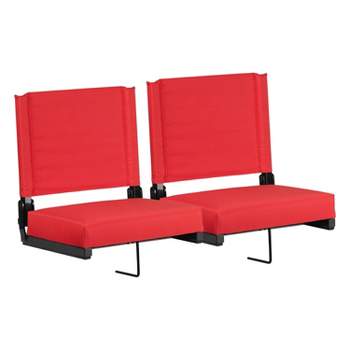 Flash Furniture Set of 2 Grandstand Comfort Seats by Flash - 500 lb. Rated Lightweight Stadium Chair with Handle & Ultra-Padded Seat