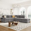Convertible L-shaped Modular Sectional Sofa Bed with Storage Space, Built-in USB Ports and Cup Holders, 2 Ottomans - 2 of 4