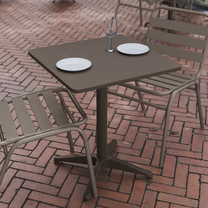 Flash Furniture Mellie 23.5'' Square Aluminum Indoor-Outdoor Table with Base, 4 of 12