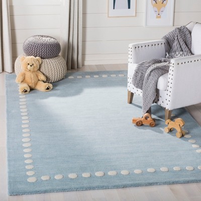 Lushly Soft Hand-Tufted Blue/Ivory Wool Kids 4' x 6' Area Rug