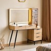 QingMoon Fluted Makeup Vanity Desk, Glass Top Dressing Table with Mirror, 5 Drawers and 3 Storage Shelves for Bedroom - 2 of 4
