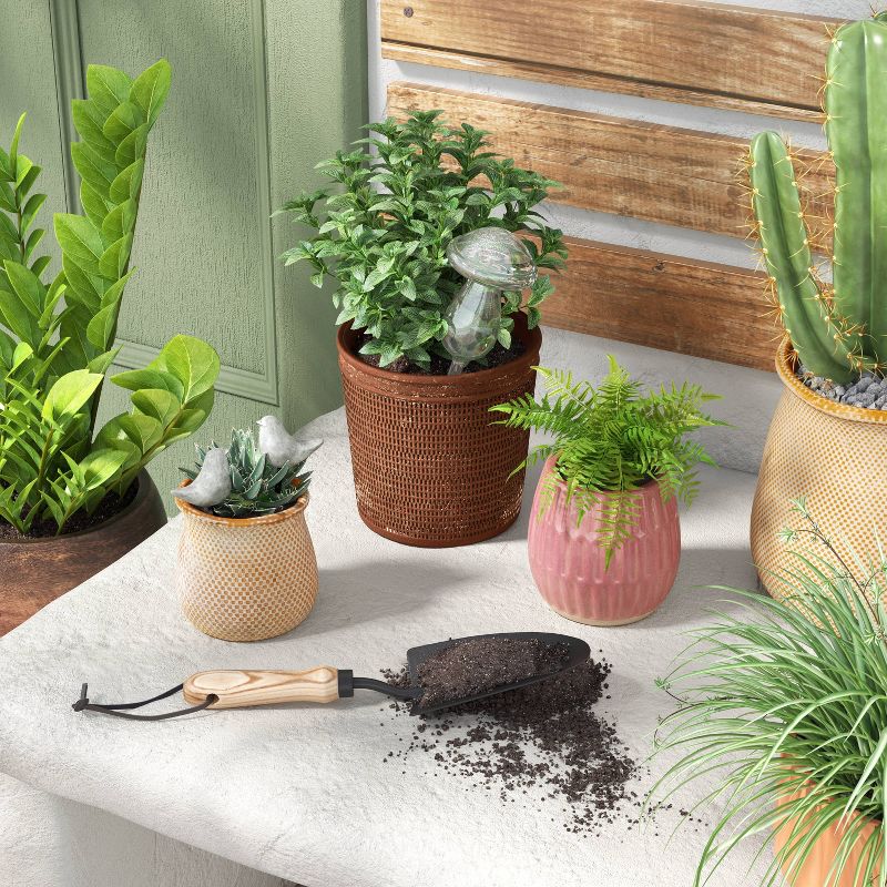  Weathered Texture Ceramic Indoor Outdoor Novelty Planter 1 Planter Pot Brown - Threshold™, 3 of 6