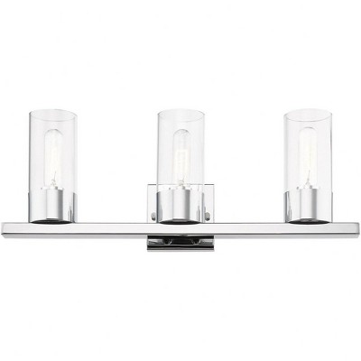 Carson Polished Chrome 3-Light Vanity with Clear Glass Shades