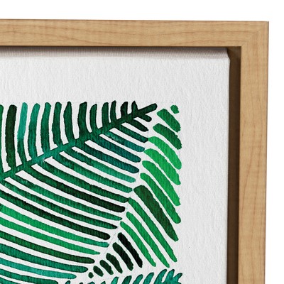 Tropical Leaves Watercolor Canvas Print with Natural Frame