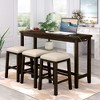 NicBex Dining Room Table Set for 3 Rustic Counter Height Table with MDF Tabletop, USB Ports and 3 Stools for Kitchen - image 3 of 4