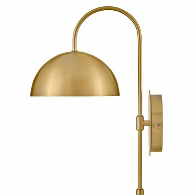 Lou Lacquered Brass and Black Mid-Century Modern Sconce