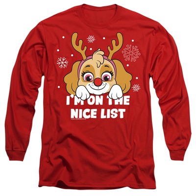 Men’s Paw Patrol Skye Nice Christmas List Long Sleeve T-Shirt