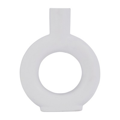 Sagebrook Home Round Ceramic Circle Cut-Out Table Vase, Home or Office Decor 7 L x 2 W x 9 H Inches