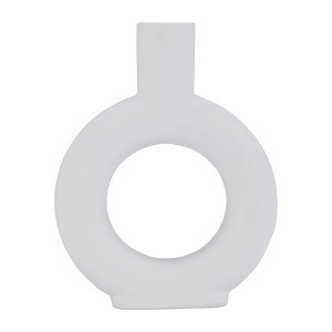 Sagebrook Home Round Ceramic Circle Cut-Out Table Vase, Home or Office Decor 7 L x 2 W x 9 H Inches - 1 of 4