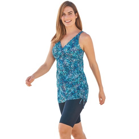 Swim 365 Women's Plus Size Longer-length Side-tie Tankini Top - 34