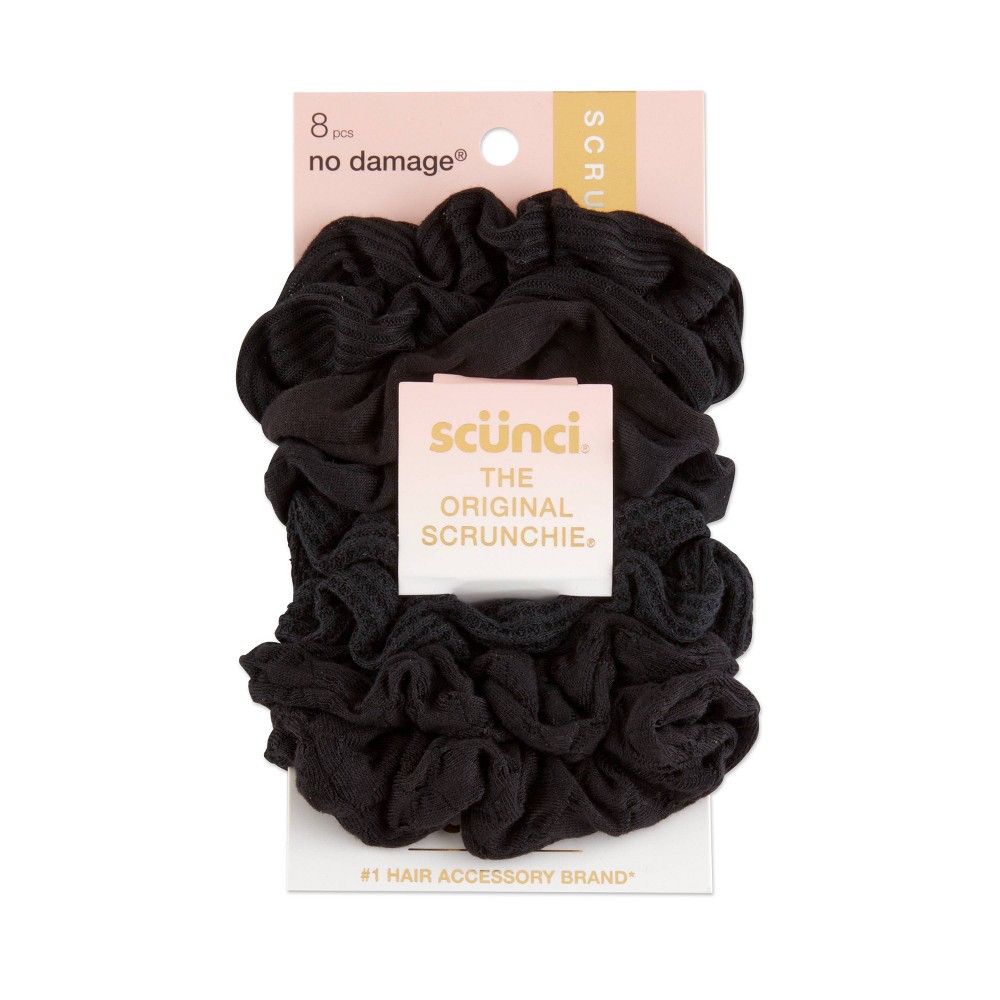 Scunci Everyday & Active No Damage Large Interlock Twister Scrunchies - 8pk Black