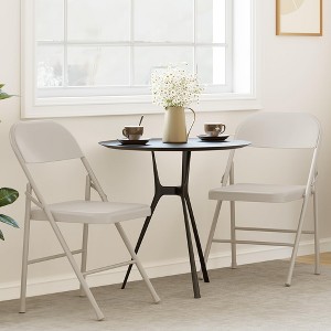2 Pack All-Steel Folding Chairs with Backrest, Heavy Duty Metal Foldable Dining Chair Set of 4 Hold Up to 350 LBS - 1 of 4