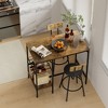 NicBex Dining Table Set 3 Piece Counter Height Bar Kitchen Table Set with 2 Storage Shelves for Small Space, Apartment, Antique brown - image 2 of 4