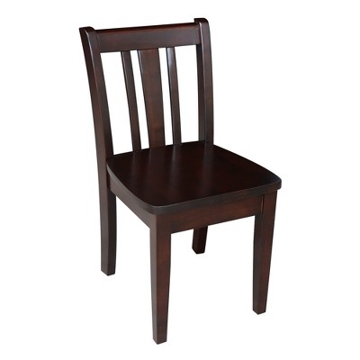 Rich Mocha Solid Wood Traditional Slat Back Juvenile Chairs - Set of 2