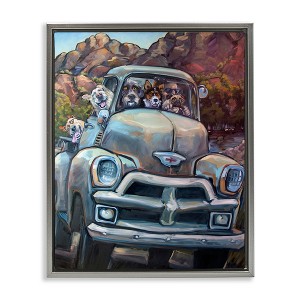 Stupell Industries Dogs in Vintage Pickup Black Framed Floater Canvas Wall Art - 1 of 4