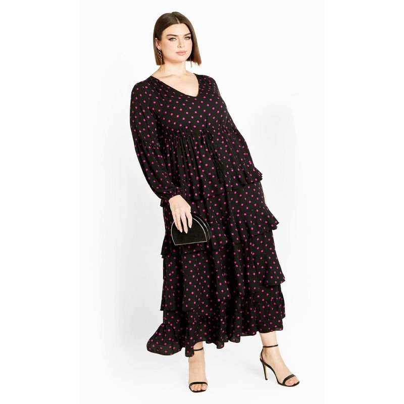 Women's Plus Size Violet Print Maxi Dress - violet spot | AVENUE, 1 of 7