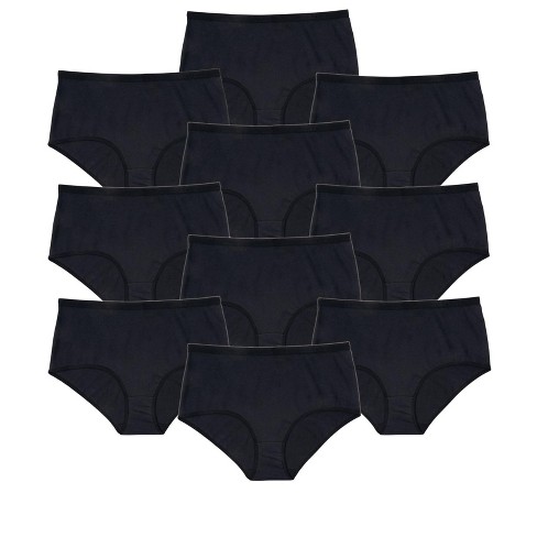 Comfort Choice Women's Plus Size Cotton Brief 10-pack, 8 - Black Pack : Target