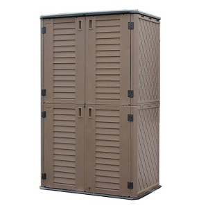 WELLFOR 380 gal Vertical Cabinet Deck Box Brown - 1 of 4