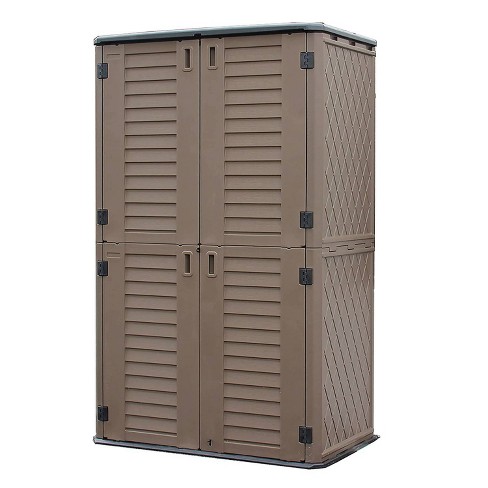 WELLFOR 380 gal Vertical Cabinet Deck Box Brown - image 1 of 4